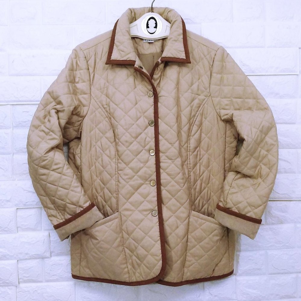 Y2K Joan Rivers Quilted Jacket Women's Sz-L Beige